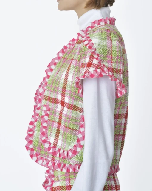 La Piscine Paris Veste manches courtes d'ensemble tartan Edward Achour*Femme Blousons & Vestes