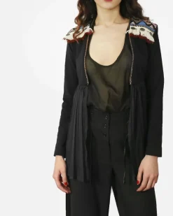 La Piscine Paris Veste à empiècement mousseline drapé & broderies ethniques Jijil*Femme Blousons & Vestes