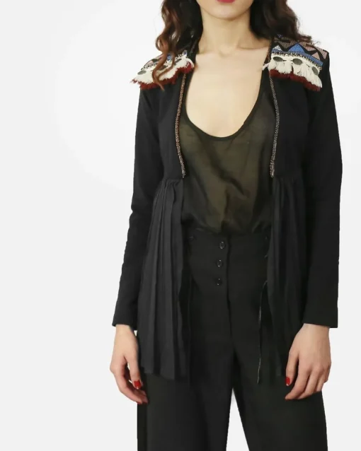 La Piscine Paris Veste à empiècement mousseline drapé & broderies ethniques Jijil*Femme Blousons & Vestes