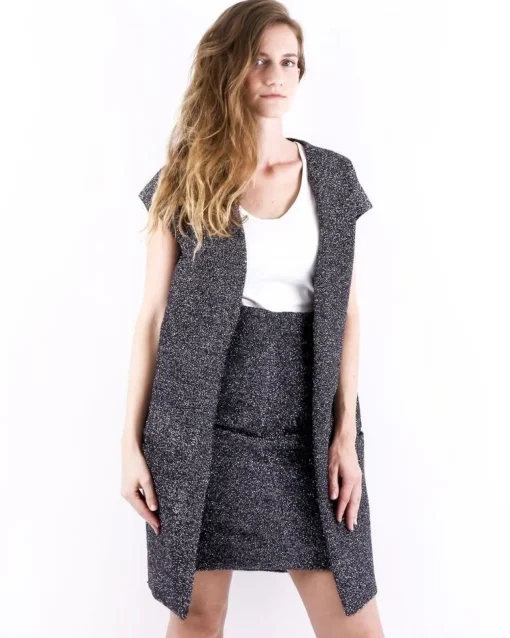 La Piscine Paris Veste sans manches en lurex argent Momoni*Femme Blousons & Vestes