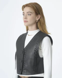 La Piscine Paris Veston sans manches en cuir McQ Alexander McQueen*Femme Blousons & Vestes