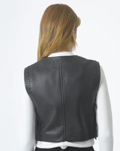 La Piscine Paris Veston sans manches en cuir McQ Alexander McQueen*Femme Blousons & Vestes