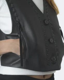 La Piscine Paris Veston sans manches en cuir McQ Alexander McQueen*Femme Blousons & Vestes