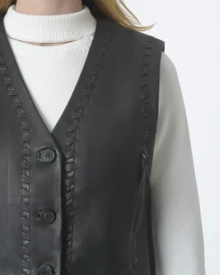 La Piscine Paris Veston sans manches en cuir McQ Alexander McQueen*Femme Blousons & Vestes